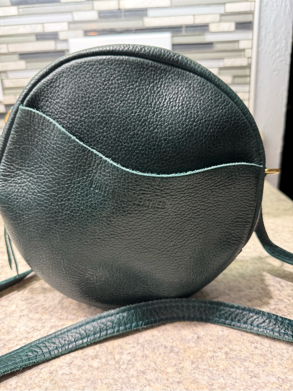 Portland Leather Lagoon Large circle Crossbody Bag